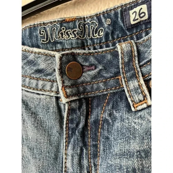 Miss Me Womens Lightwashed Distressed Boyfriend Ankle Denim Jeans Size 26 - Picture 6 of 15